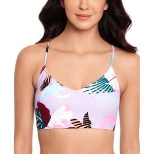 Salt + Cove Just Fronds Lace-back Midkini Top In Lavender Purple XL